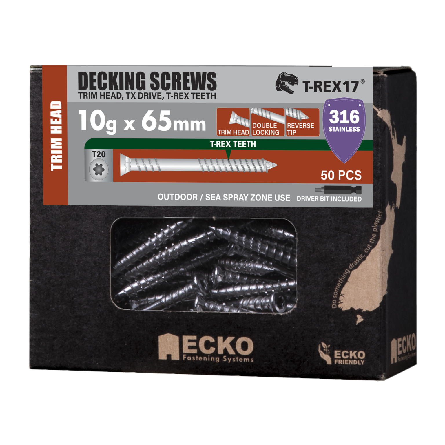 T Rex17® Decking Screw Trim Head 316 Ssteel Ecko Fastening Systems 